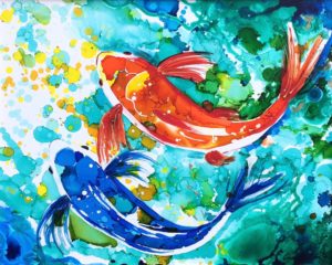  Koi, Love, and Companionship: Our Journey Together © by Ana J. Blanton Mixed Media 16"x 20"